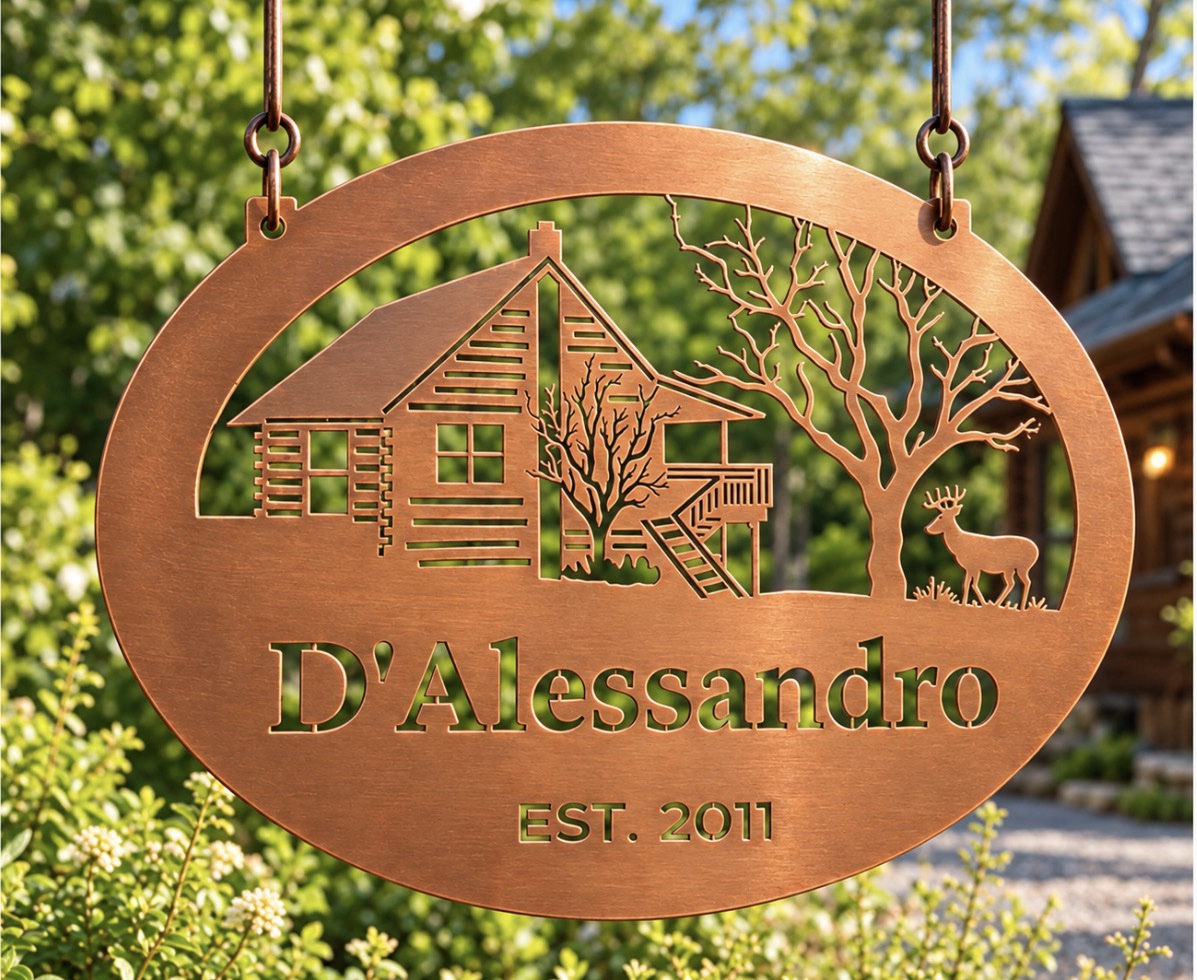 Metal CABIN SIGN Personalized Cabin Deer sign buck address plaque cottage ID - Image 2