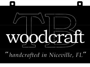 TB Wood craft sign in black baked on finish