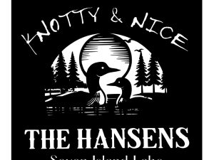 Knotty & Nice sign in copper patina