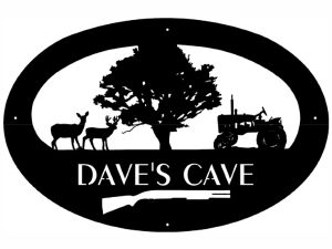 Daves Cave sign in black
