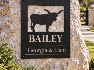 LONGHORN CATTLE metal sign, metal longhorn sign laser cut address sign
