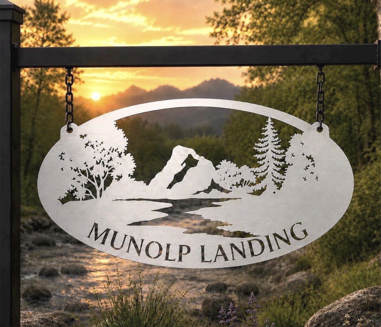 Metal MOUNTAIN RIVER Sign, mountain creek sign, metal cabin sign - Image 4
