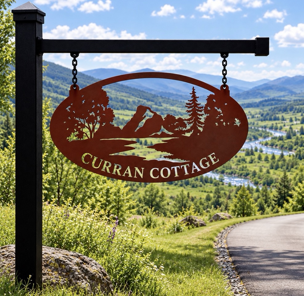 Metal MOUNTAIN RIVER Sign, mountain creek sign, metal cabin sign - Image 3
