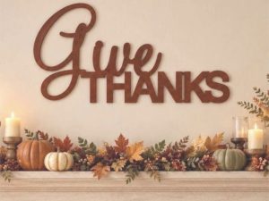 Metal wall words Give Thanks, Fall decor, inspirational wall words