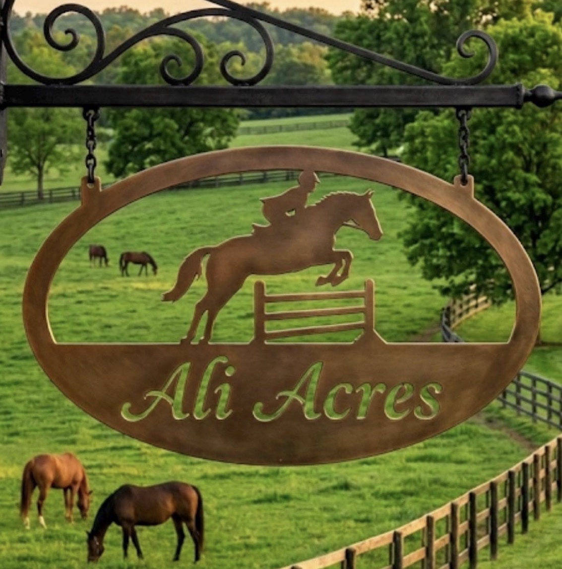 Metal Jumping Horse sign with your name - Image 2