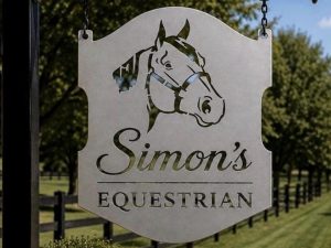 Metal horse sign with quarter horse head