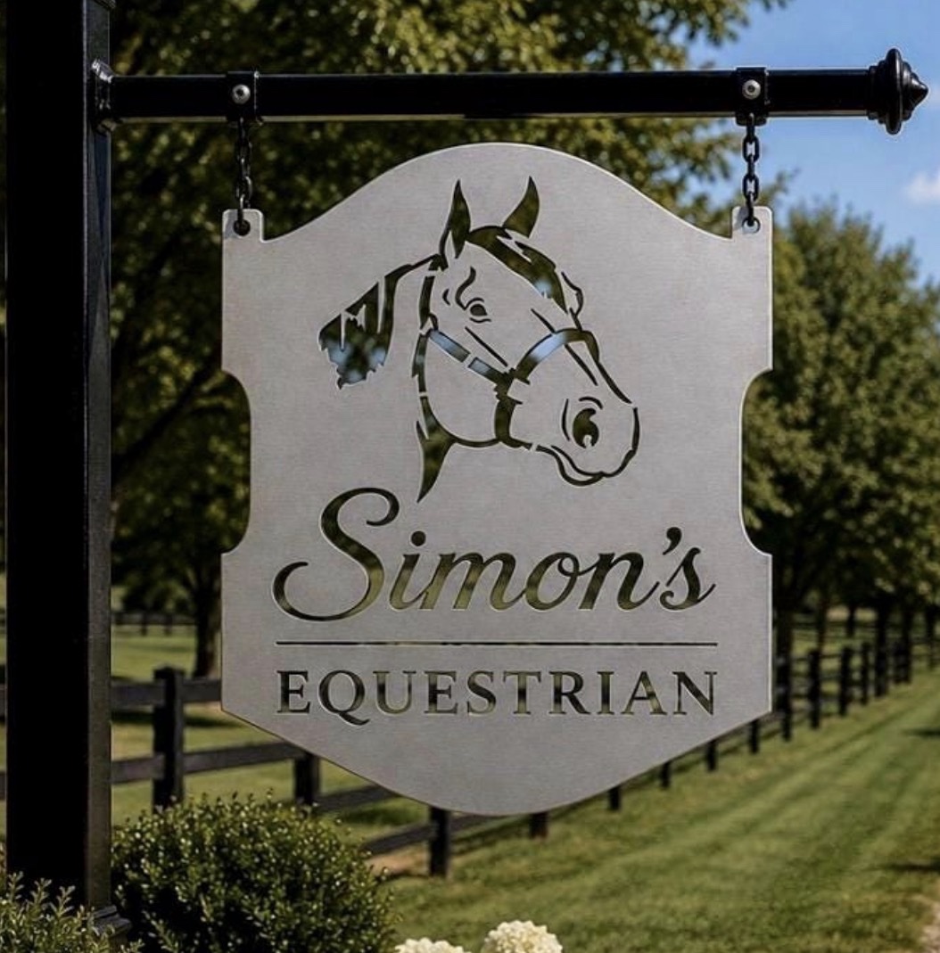 Metal horse sign with quarter horse head