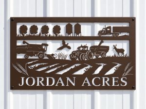 WHEAT FARM SIGN, metal wheat farm sign, combine grain cart wheat field sign