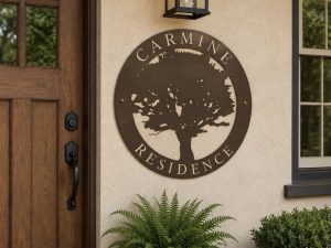 Metal OAK TREE sign, OAK Tree sign, with your name, Gift for business owner