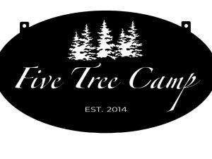 Five Tree Camp sign and hanger in black