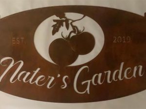 Oval METAL Flower GARDEN SIGN personalized, laser cut flower garden sign