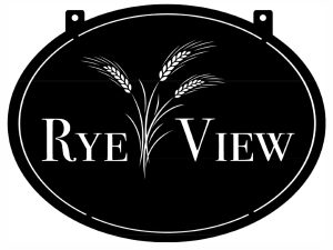 Rye View sign in black powder coated finish