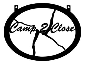 Camp 2 Close sign in black