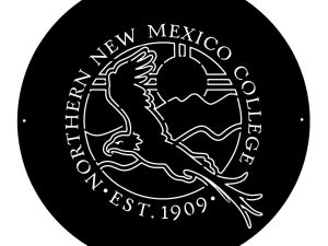 Northern New Mexico logo in brushed metal with clear coat