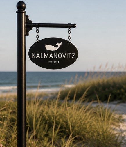 Whale address sign, metal whale sign, laser cut coastal sign, Personalized metal sign with your name