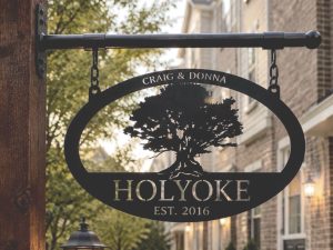 Personalized Metal OAK TREE Sign with tree with your name