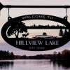 Metal Lake Sign jumping fish address plaque deer river sign personalized name sign