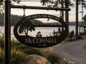 Metal lake Sign , camping lake sign , lake sign customized with your name