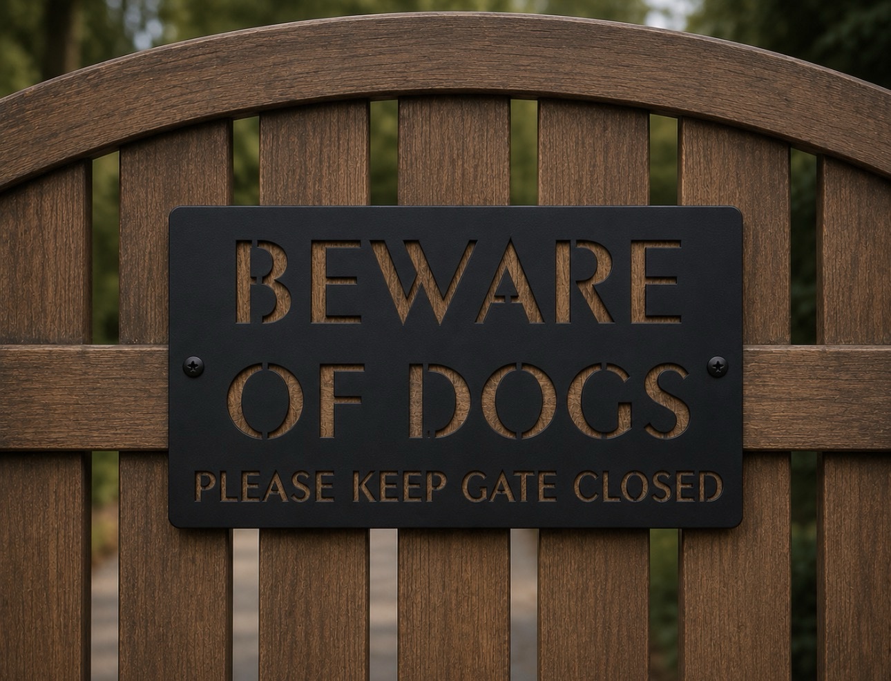 Metal Beware of Dogs KEEP GATE CLOSED sign with powder coat finish - Image 3