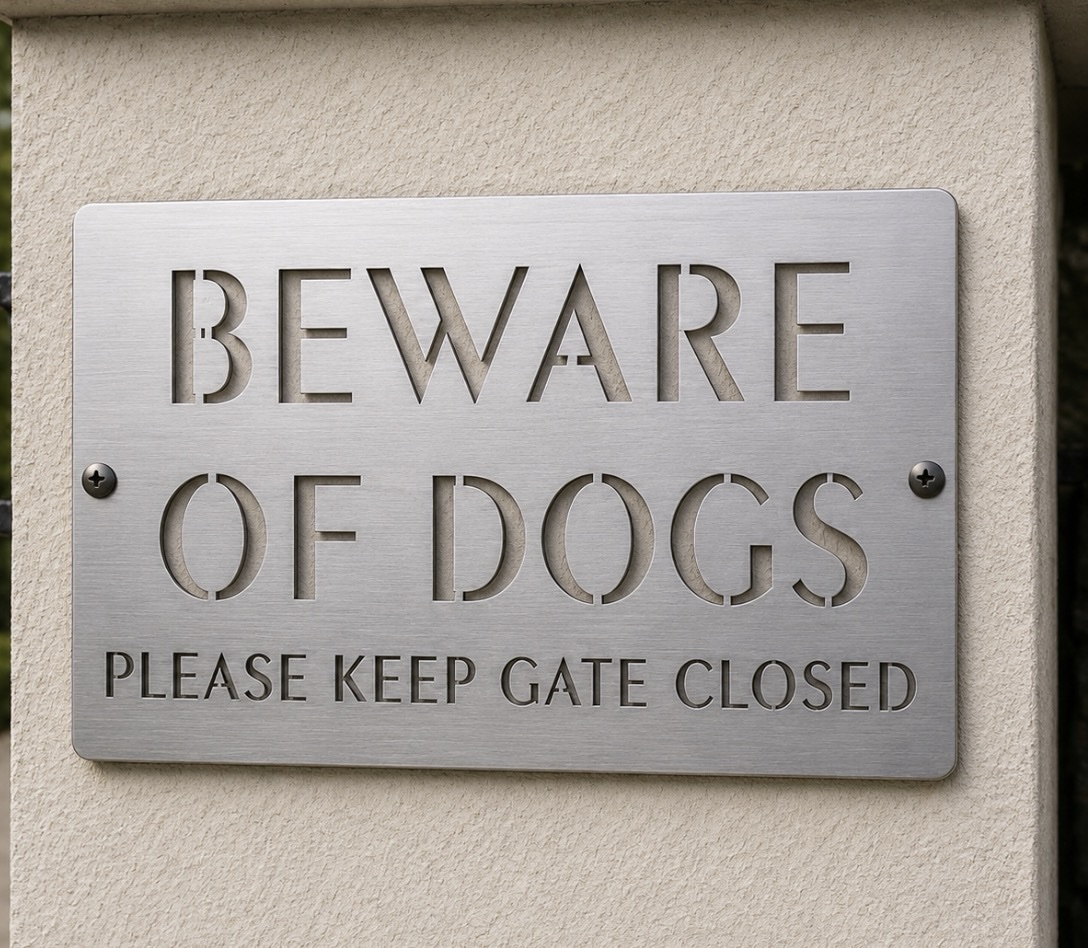 Metal Beware of Dogs KEEP GATE CLOSED sign with powder coat finish - Image 4