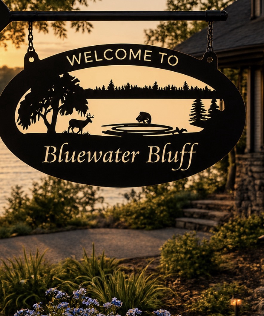 Metal Lake Sign jumping fish address plaque deer river sign personalized name sign - Image 3