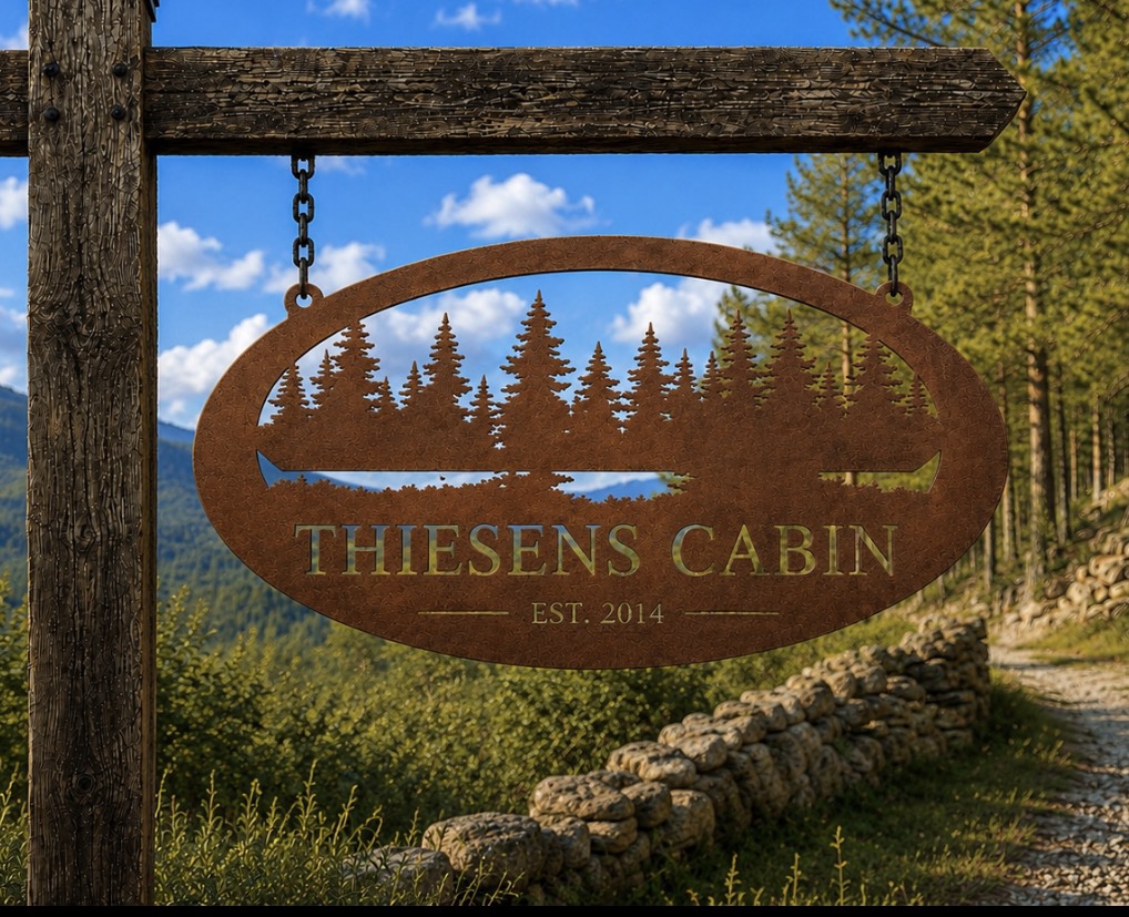 Custom metal sign with Evergreens - Image 2