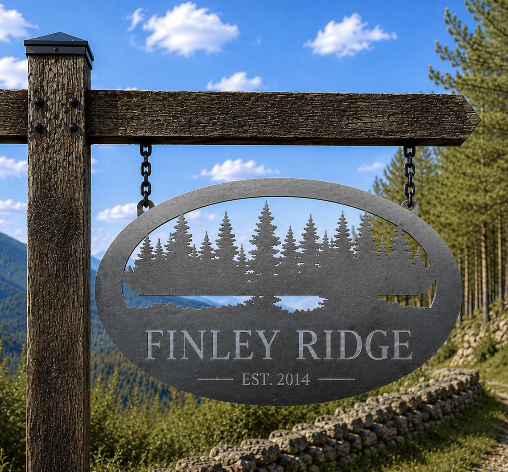 Custom metal sign with Evergreens - Image 4