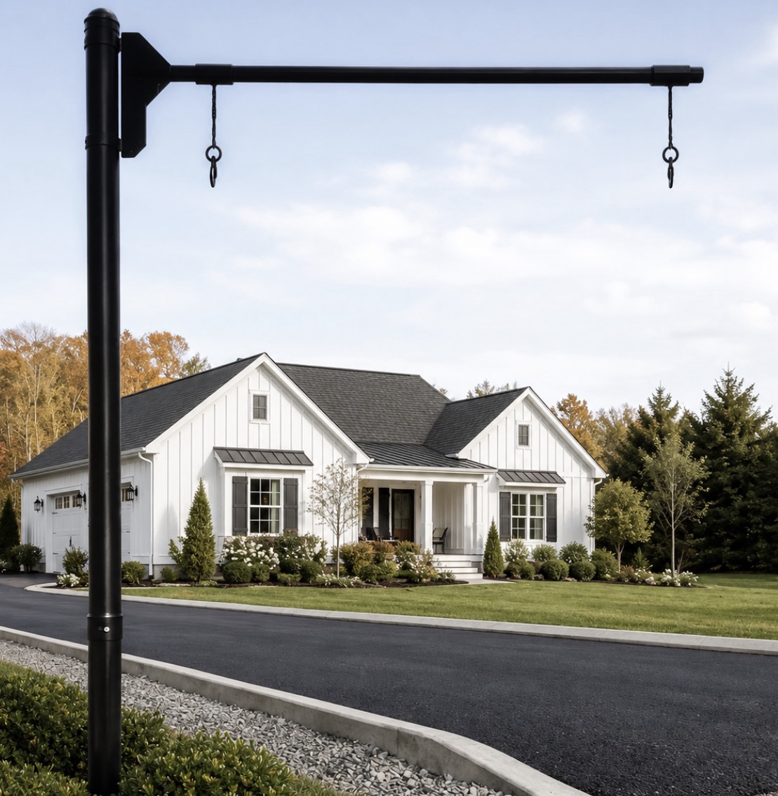 Sign post with hangers in galvanized steel for signs up to 36" wide