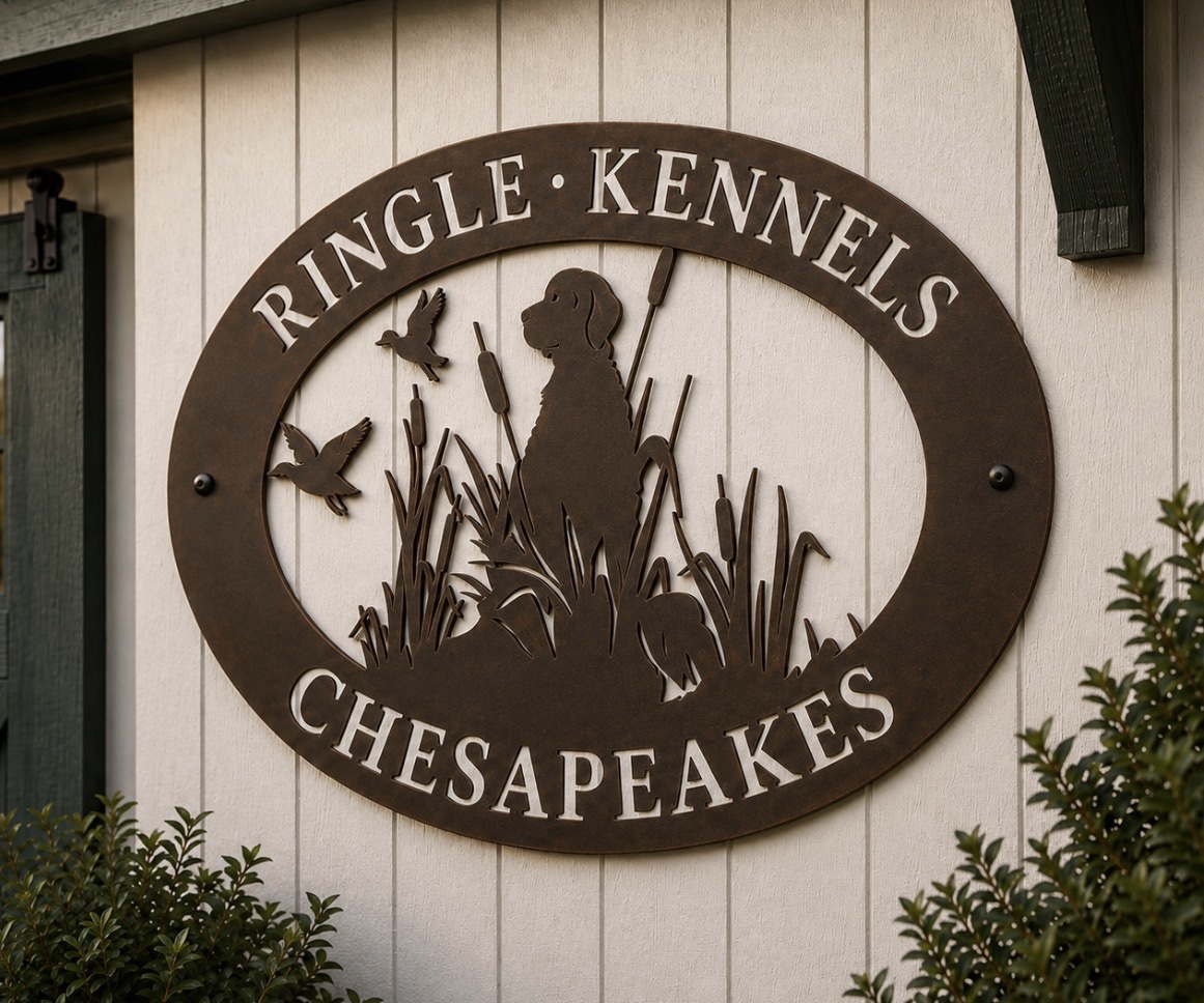 Metal DOG Sign personalized with hunting dog silhouette