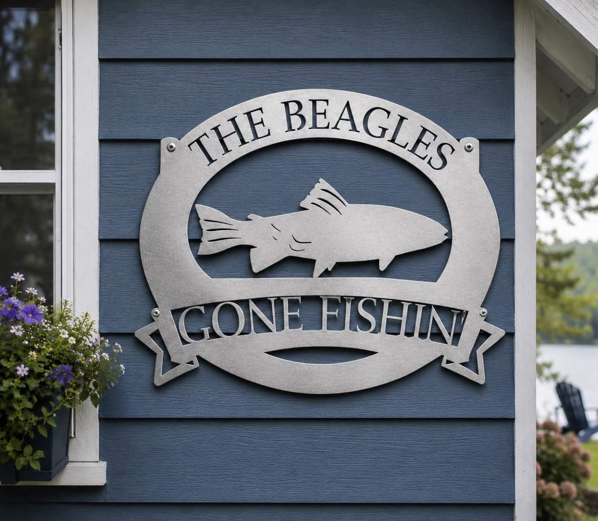 Metal sign FISH UNDERWATER scene - Image 4