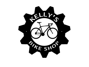 Kellys Bike Shop sign in black