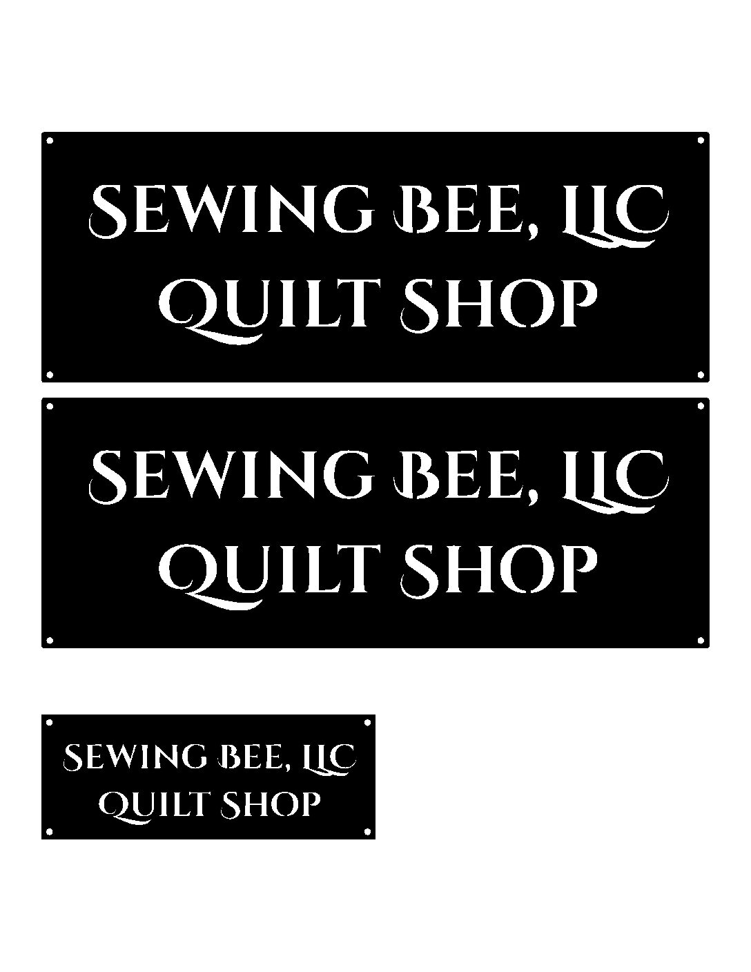 3 signs for Sewing Bee LLC in black