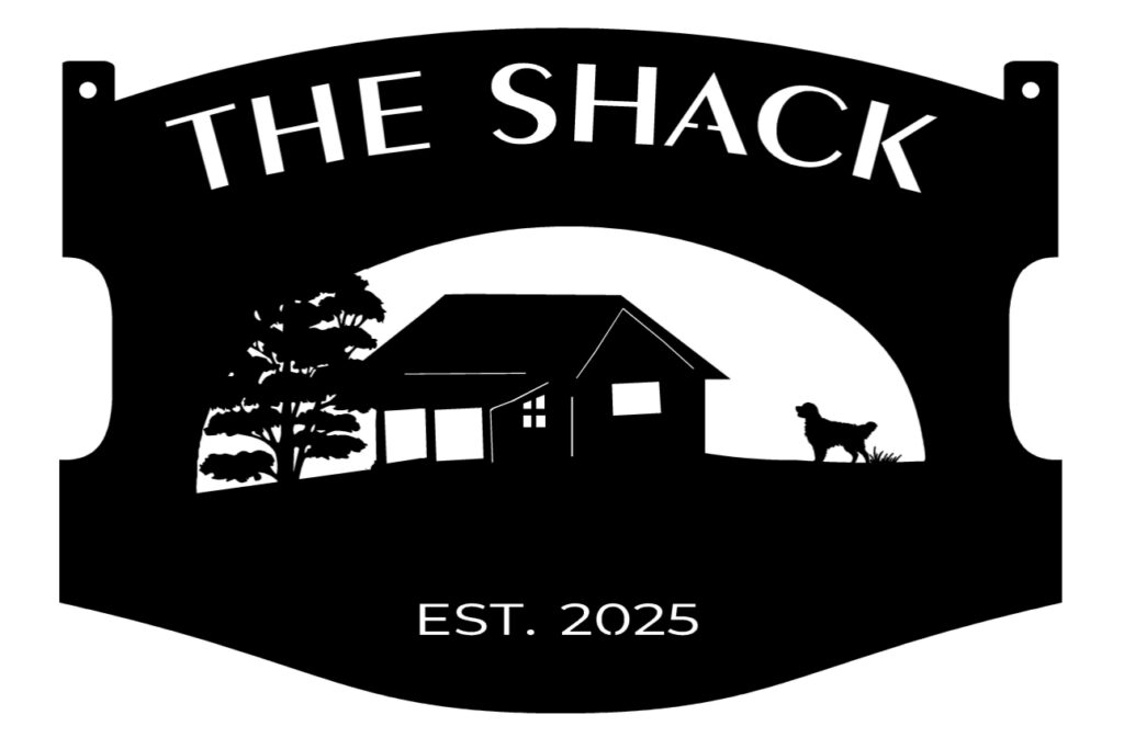The Shack custom metal sign in black powder coat finish » Sign Performance