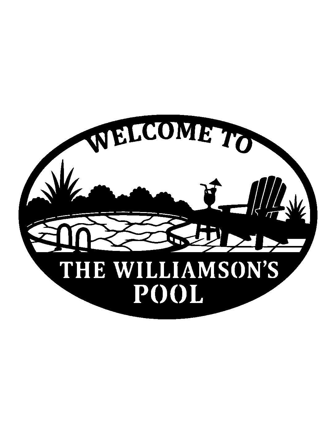 Williamson Pool custom sign in black